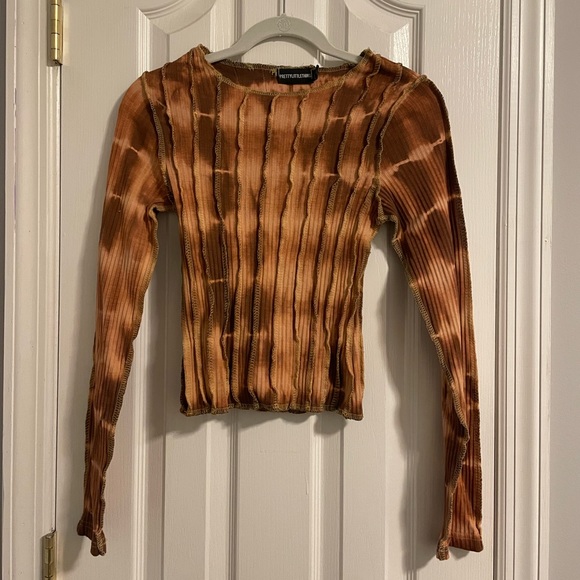 PrettyLittleThing Tops - Pretty Little Thing - Tie dye brown long sleeve